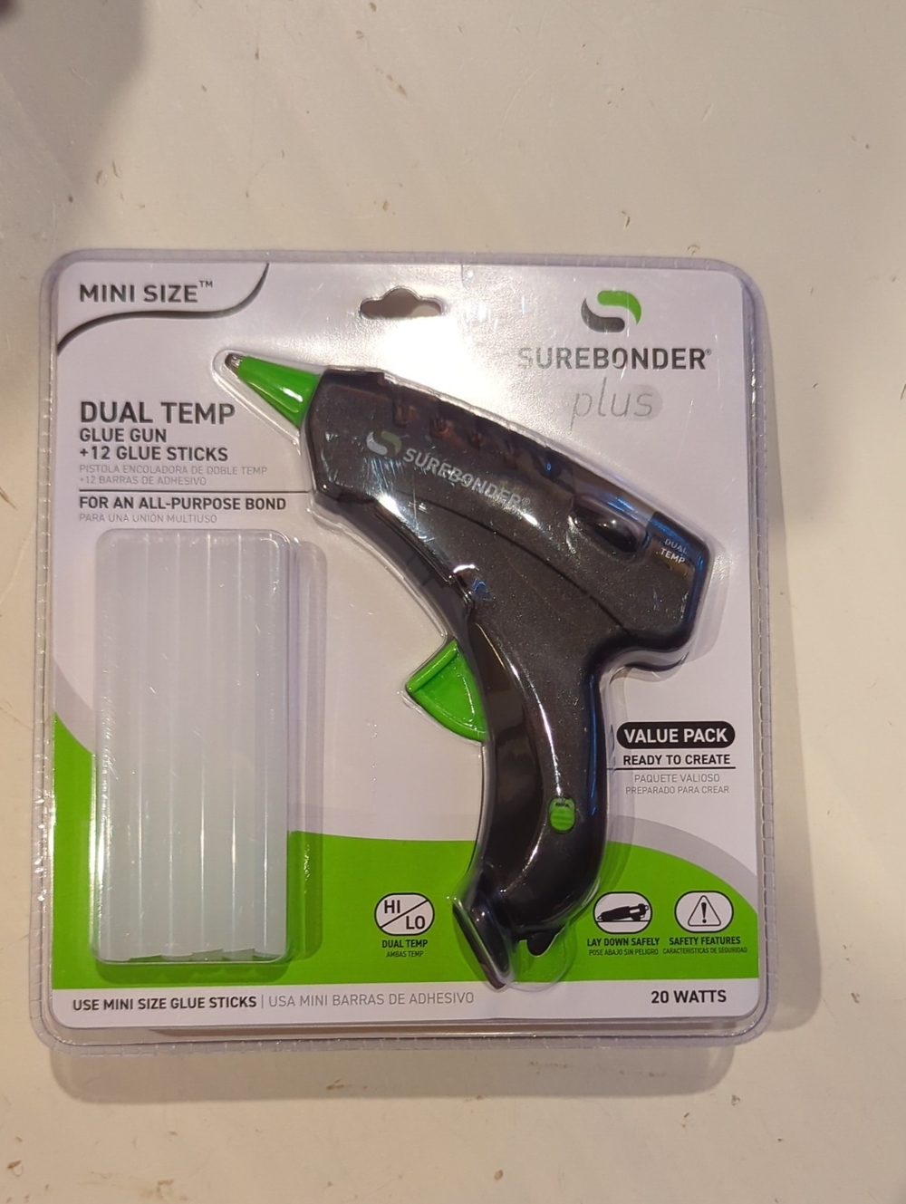New Plus Mini Dual Temp Glue Gun in Black & Green